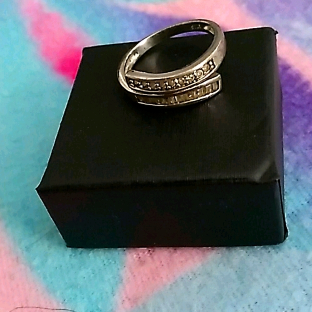 Vintage white topaz little stone ring 925